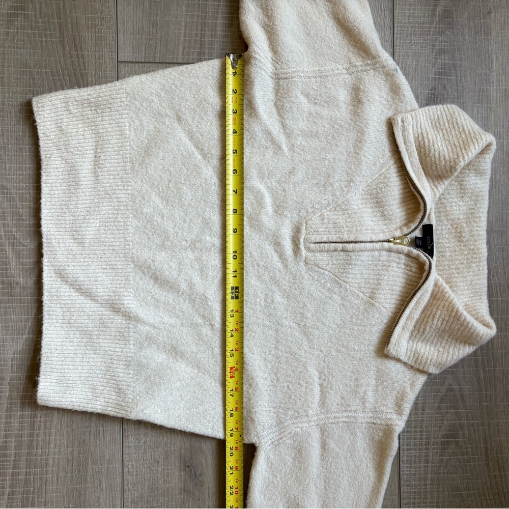 J. Crew Merino Wool Cream Quarter Zip Sweater - Picture 6 of 8